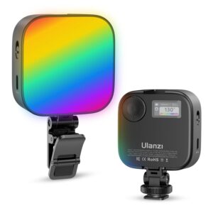 ulanzi u60 rgb video lights black led camera light 360° full color portable photography lighting w quick release cold shoe adapter and clip, 2500mah rechargeable cri 95+ 2500 9000k dimmable panel lamp